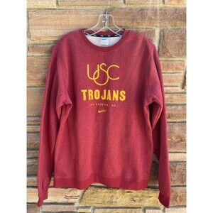 Nike Mens Medium USC Trojans Los Angeles Fleece Crewneck Sweatshirt Crimson